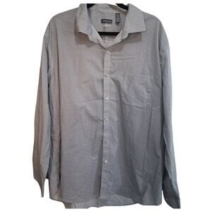 Van Heusen Shirt XXL Button Down White/Blue Patterned Top Career Wear Office